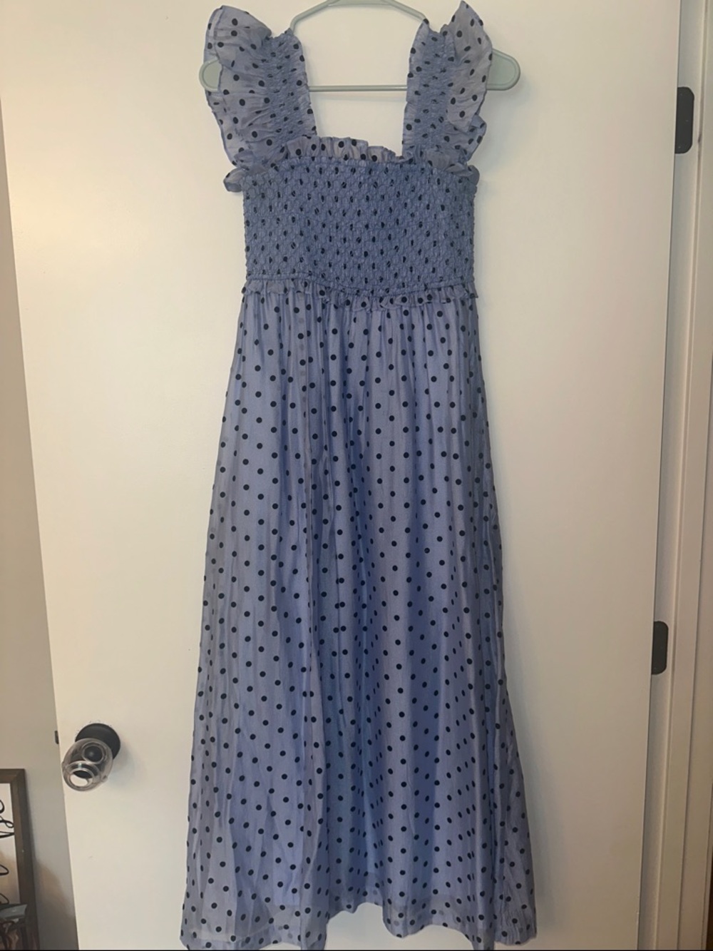 vestique Lavender Blue Polka Dot Maxi Dress